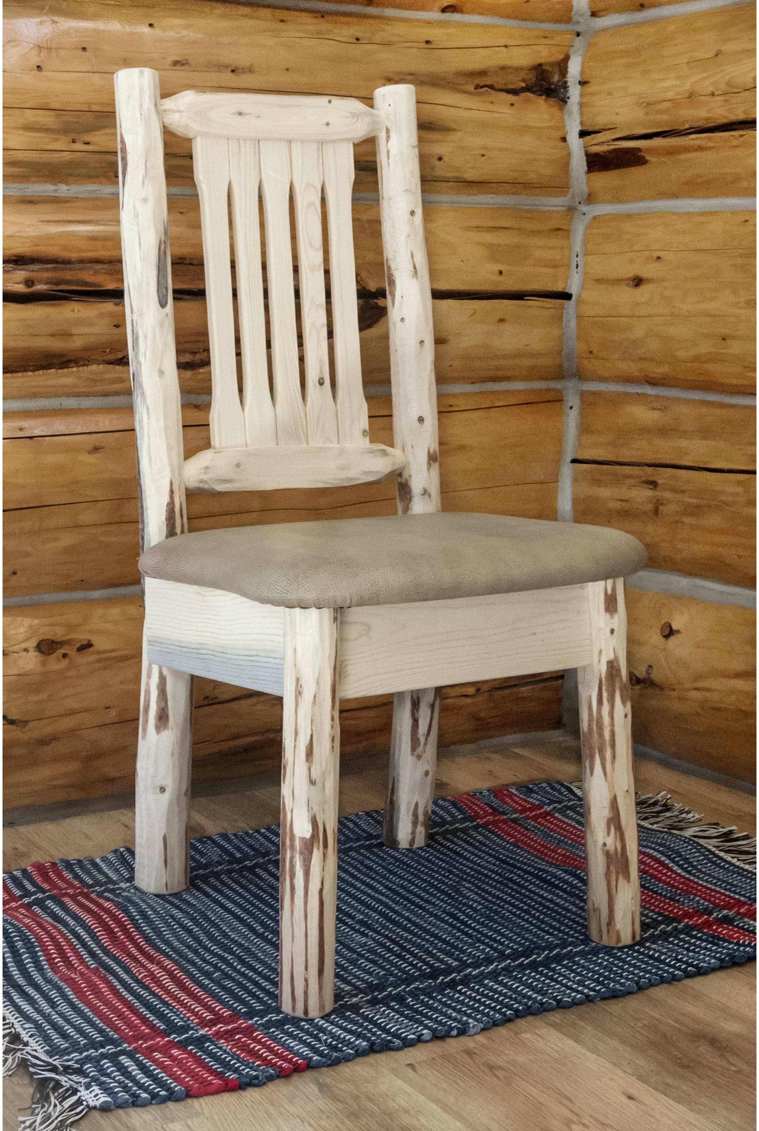 Montana Woodworks Montana Collection Side Chair with Upholstered Seat-Rustic Furniture Marketplace