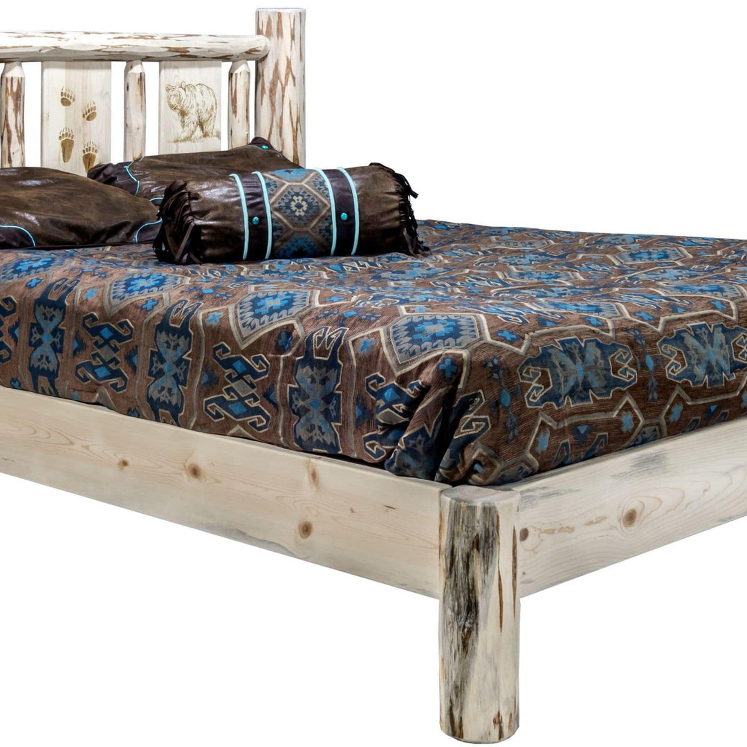 Montana Woodworks Montana Collection Twin Platform Bed with Laser Engraved Design - Ready to Finish-Rustic Furniture Marketplace