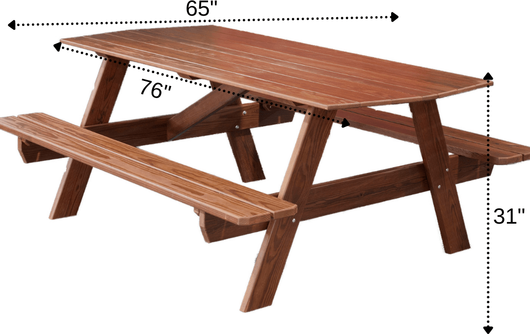 Nature’s Lawn & Patio 6' Wood Picnic Table-Rustic Furniture Marketplace