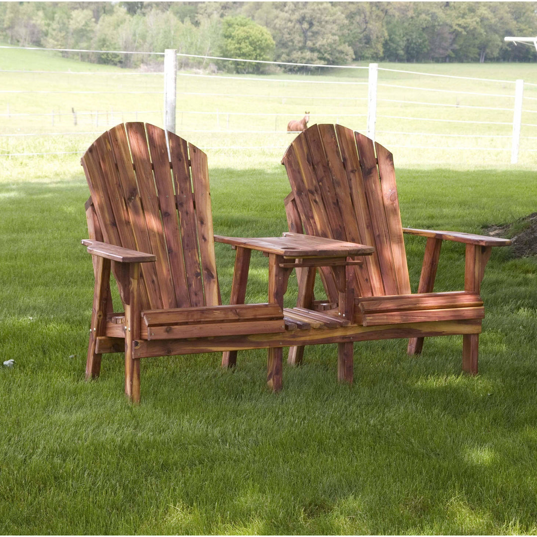 Nature’s Lawn & Patio Double Adirondack Chairs with Table-Rustic Furniture Marketplace