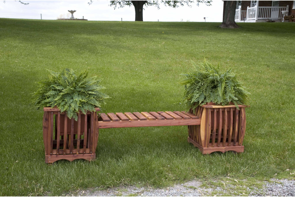 Patio bench with planters sale