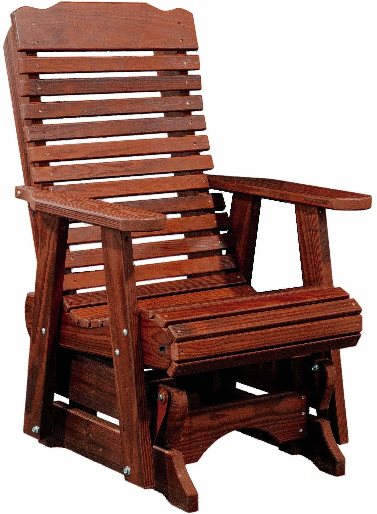 Nature’s Lawn & Patio Wood Contoured Glider Chair-Rustic Furniture Marketplace