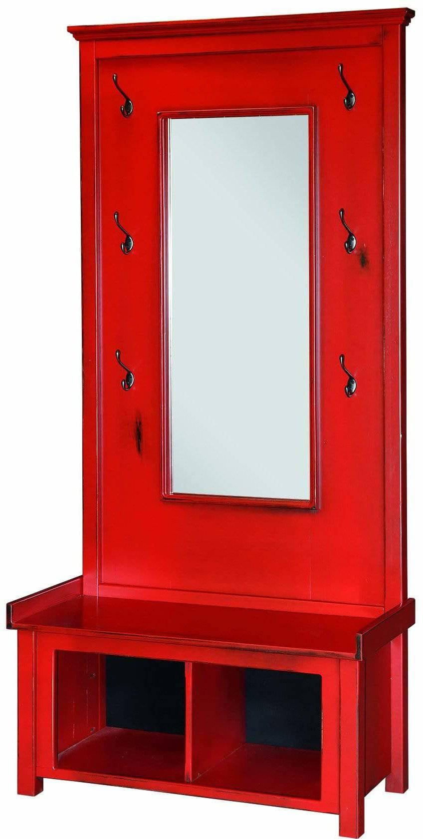 Peachey & Company High Back Hall Bench with Mirror - Coat Rack and Shoe Storage-Rustic Furniture Marketplace
