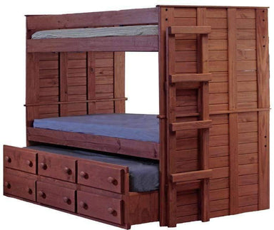 Pine Crafter Furniture Full Over Full Bunk Bed with Six Drawer Unit-Rustic Furniture Marketplace