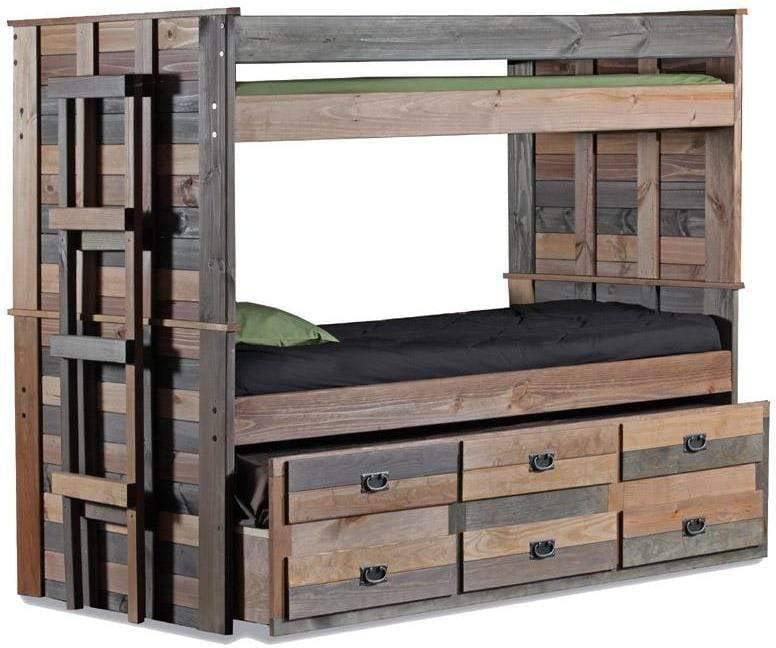 Pine Crafter Furniture Full Over Full Bunk Bed with Six Drawer Unit-Rustic Furniture Marketplace