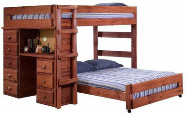 Pine Crafter Furniture Full over Full Pine Loft Bunk Bed with Desk-Rustic Furniture Marketplace