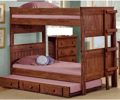Pine Crafter Furniture Full Over Full Stackable Bunk Bed with Trundle Unit-Rustic Furniture Marketplace