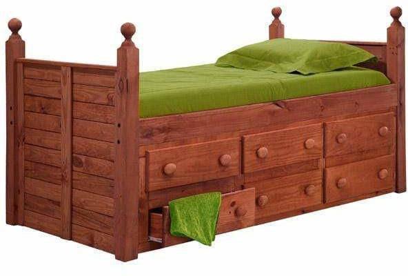 Pine Crafter Furniture Full Panel Post Captain Bed with Six Drawers Unit-Rustic Furniture Marketplace