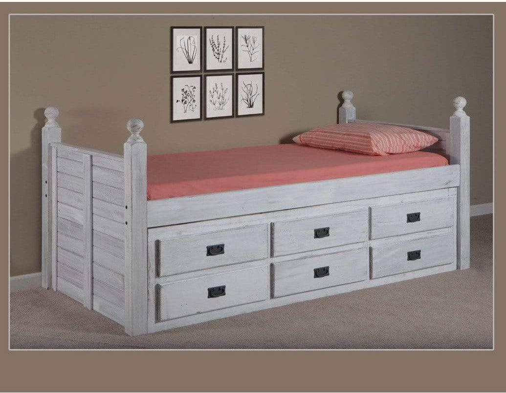 Pine Crafter Furniture Full Panel Post Captain Bed with Six Drawers Unit-Rustic Furniture Marketplace