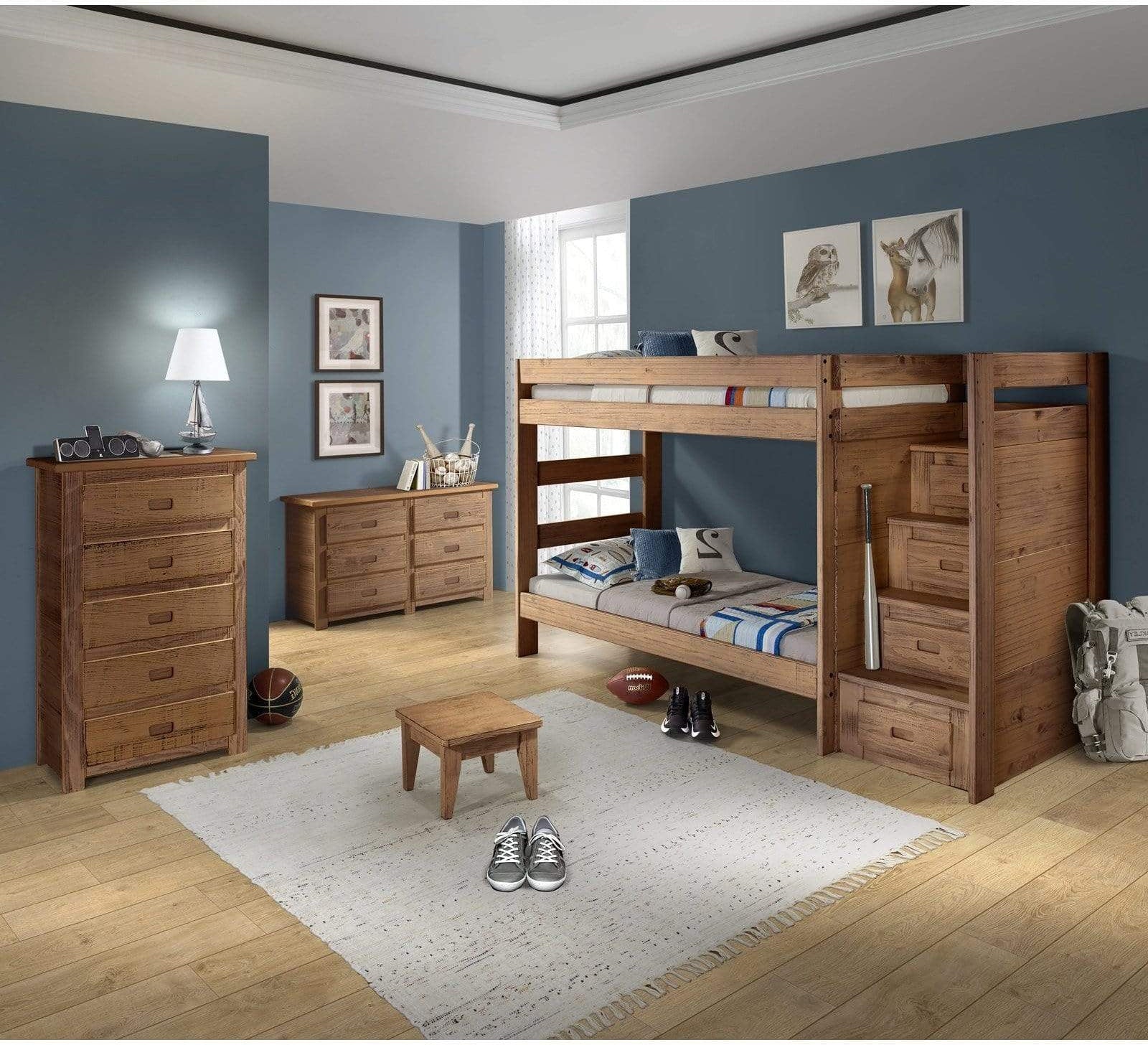 Pine Crafter Twin Staircase Bunk Bed-Rustic Furniture Marketplace