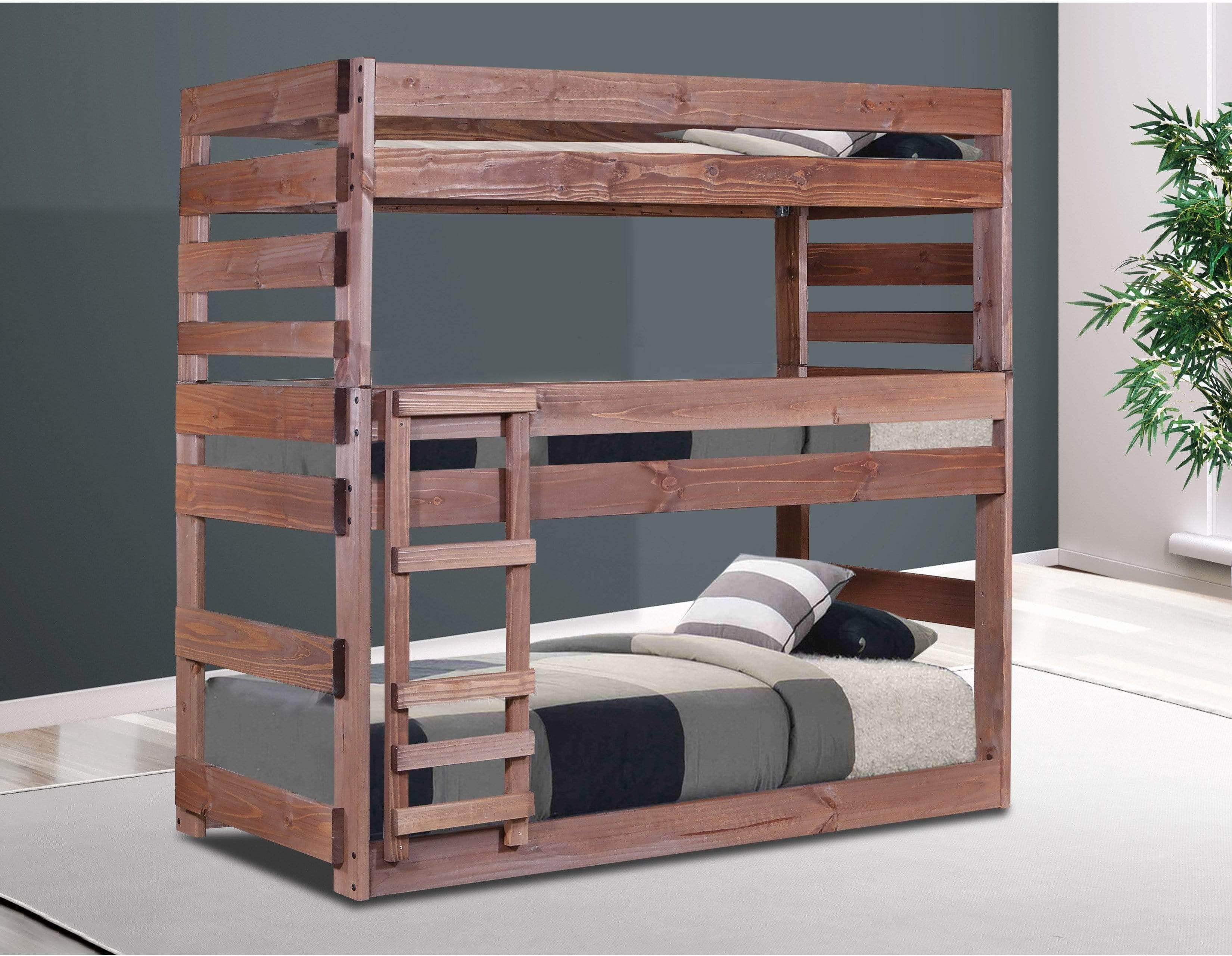 Pine Crafter Furniture Twin Triple Bunk Bed-Rustic Furniture Marketplace