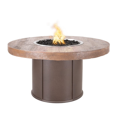 THE OUTDOOR PLUS Fresno 43" Steel and Wood Grain Fire Table-Rustic Furniture Marketplace