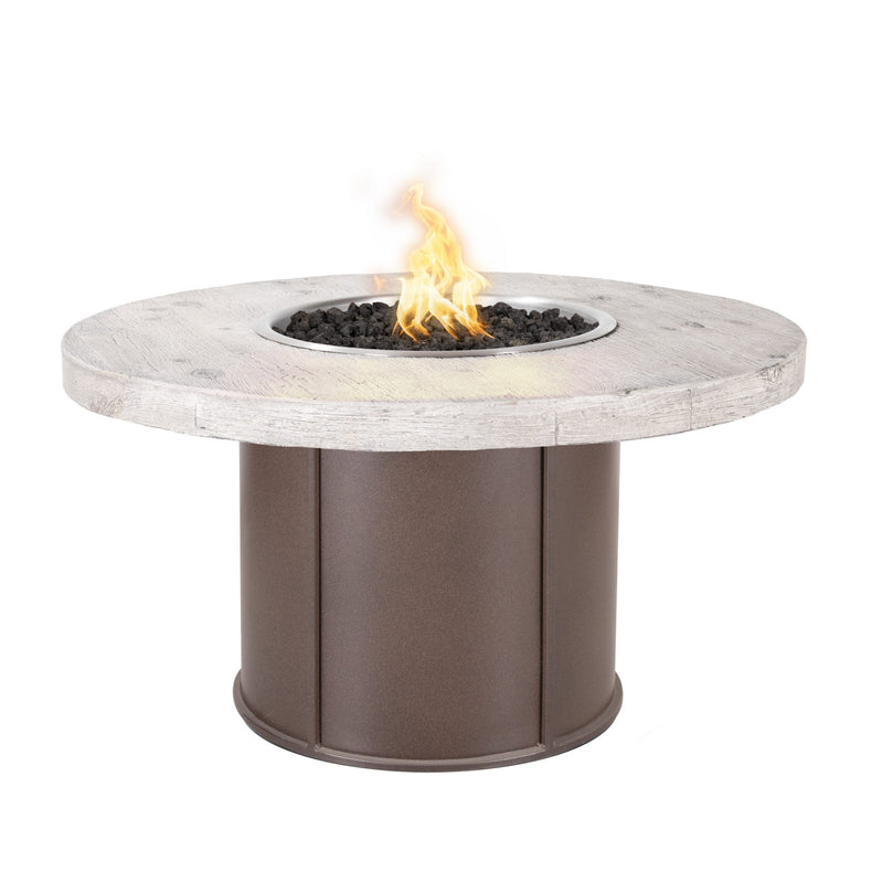 THE OUTDOOR PLUS Fresno 43" Steel and Wood Grain Fire Table-Rustic Furniture Marketplace