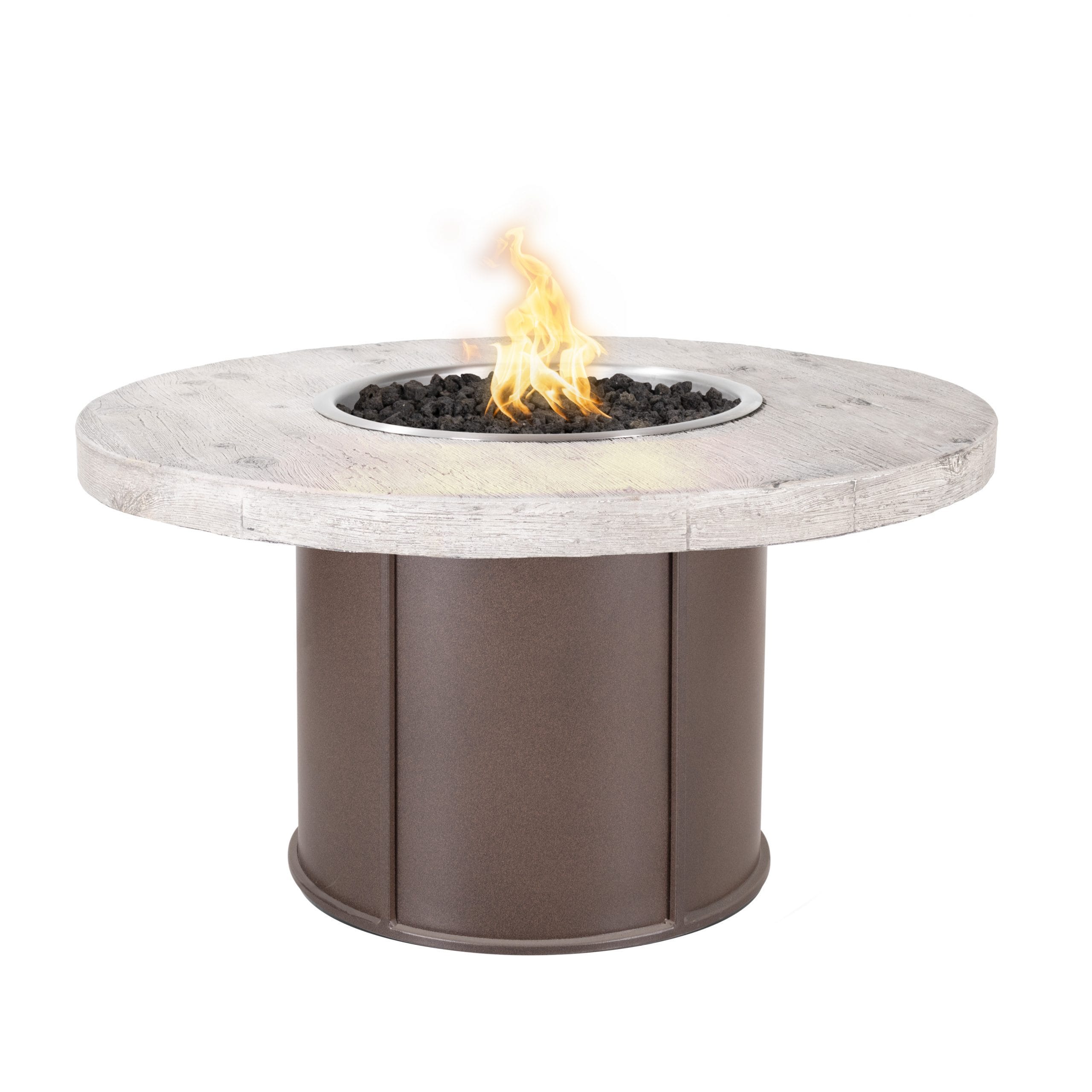 THE OUTDOOR PLUS Fresno 43" Steel and Wood Grain Fire Table-Rustic Furniture Marketplace