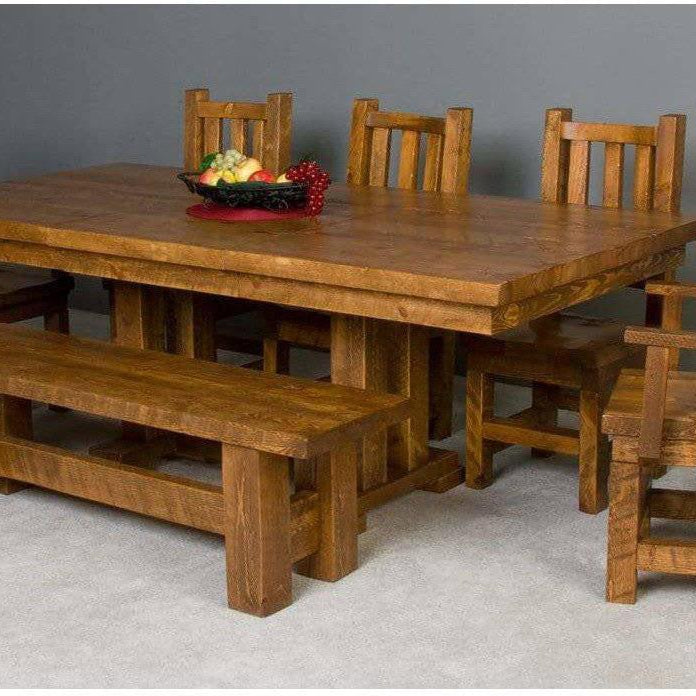 Viking Log Farmhouse Trestle Table-Rustic Furniture Marketplace