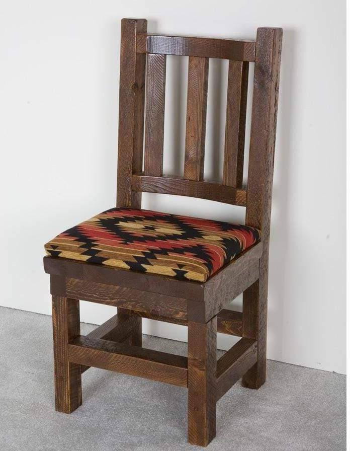 Viking Log Barnwood Upholstered Dining Chair-Rustic Furniture Marketplace