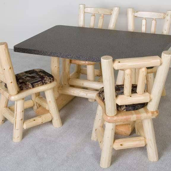 Viking Log Formica Trestle Log Dining Table-Rustic Furniture Marketplace