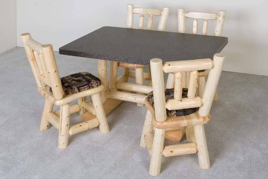 Viking Log Formica Trestle Log Dining Table-Rustic Furniture Marketplace