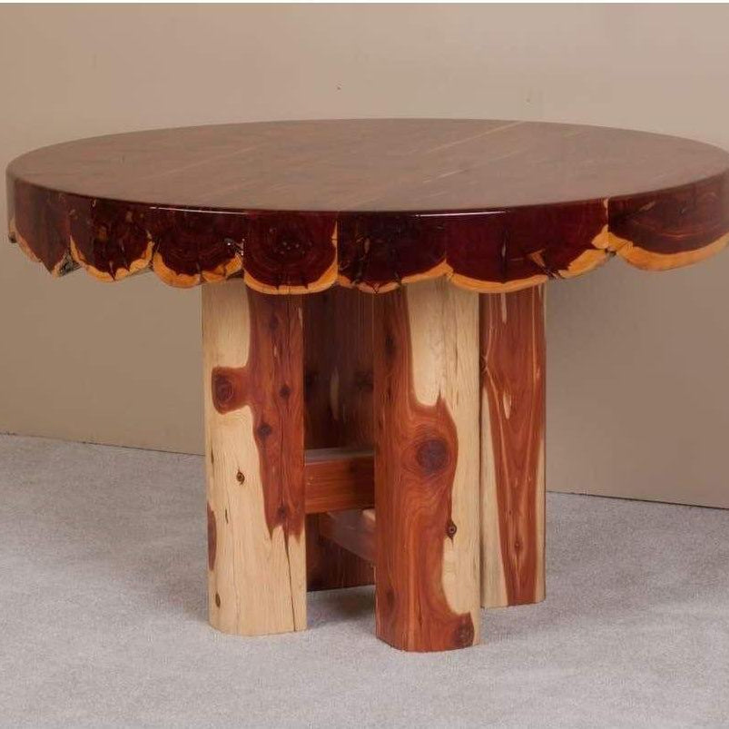 Viking Log Red Cedar 48" Dining Table-Rustic Furniture Marketplace