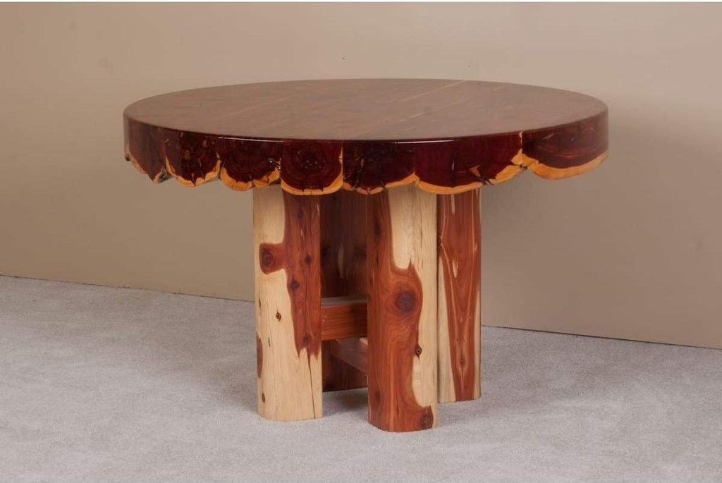Viking Log Red Cedar 48" Dining Table-Rustic Furniture Marketplace