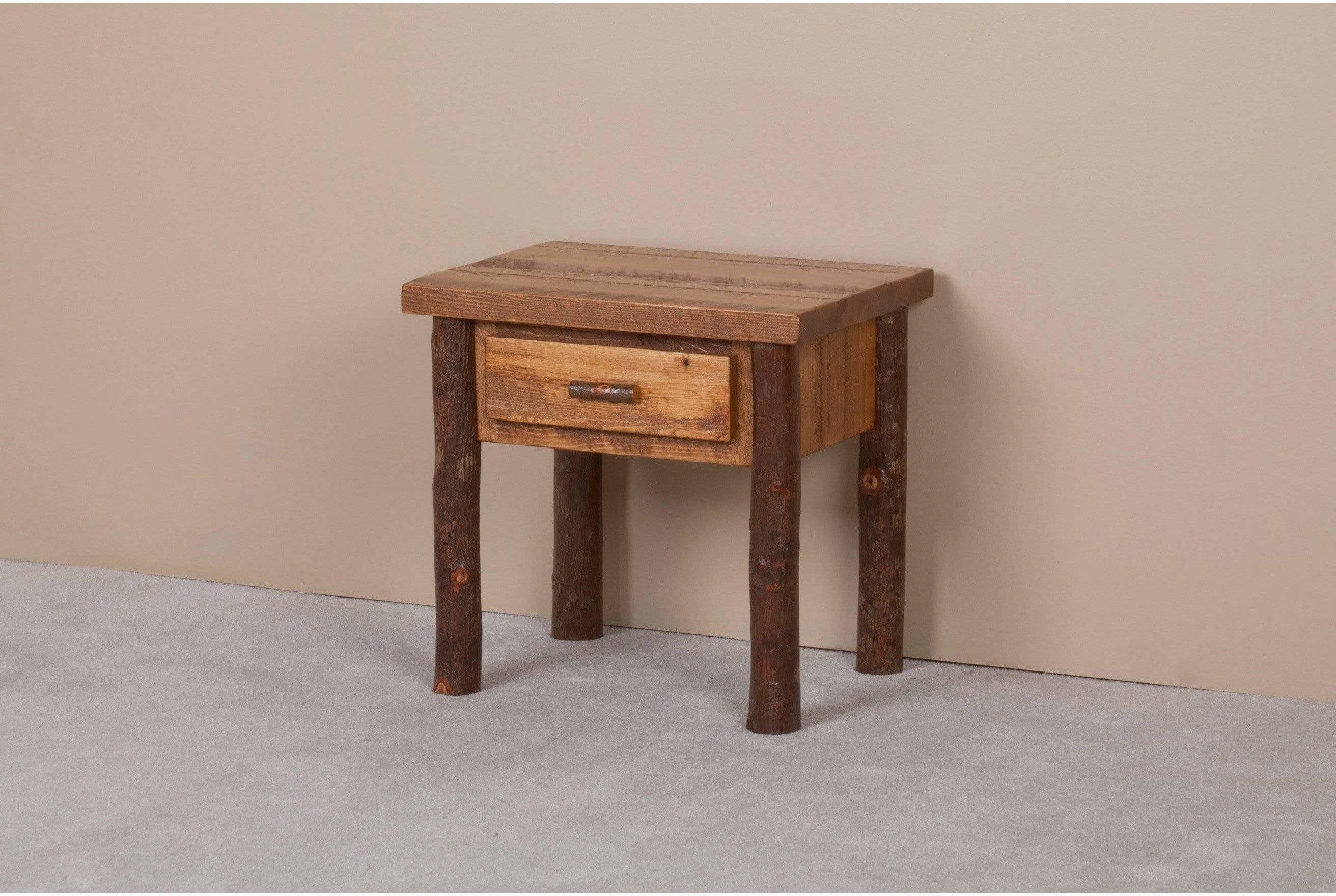 Viking Log Sawtooth Hickory 1 Drawer Night Table-Rustic Furniture Marketplace