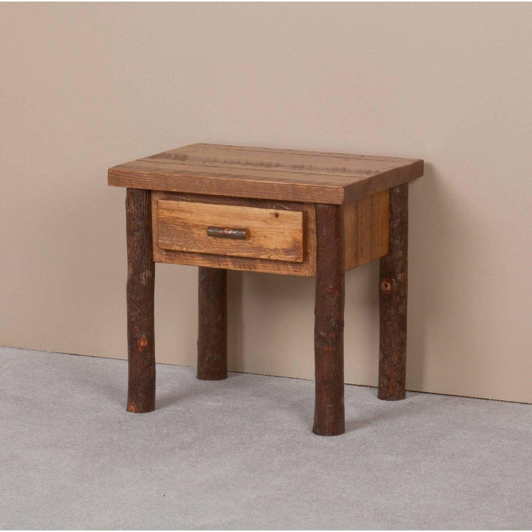 Viking Log Sawtooth Hickory 1 Drawer Night Table-Rustic Furniture Marketplace
