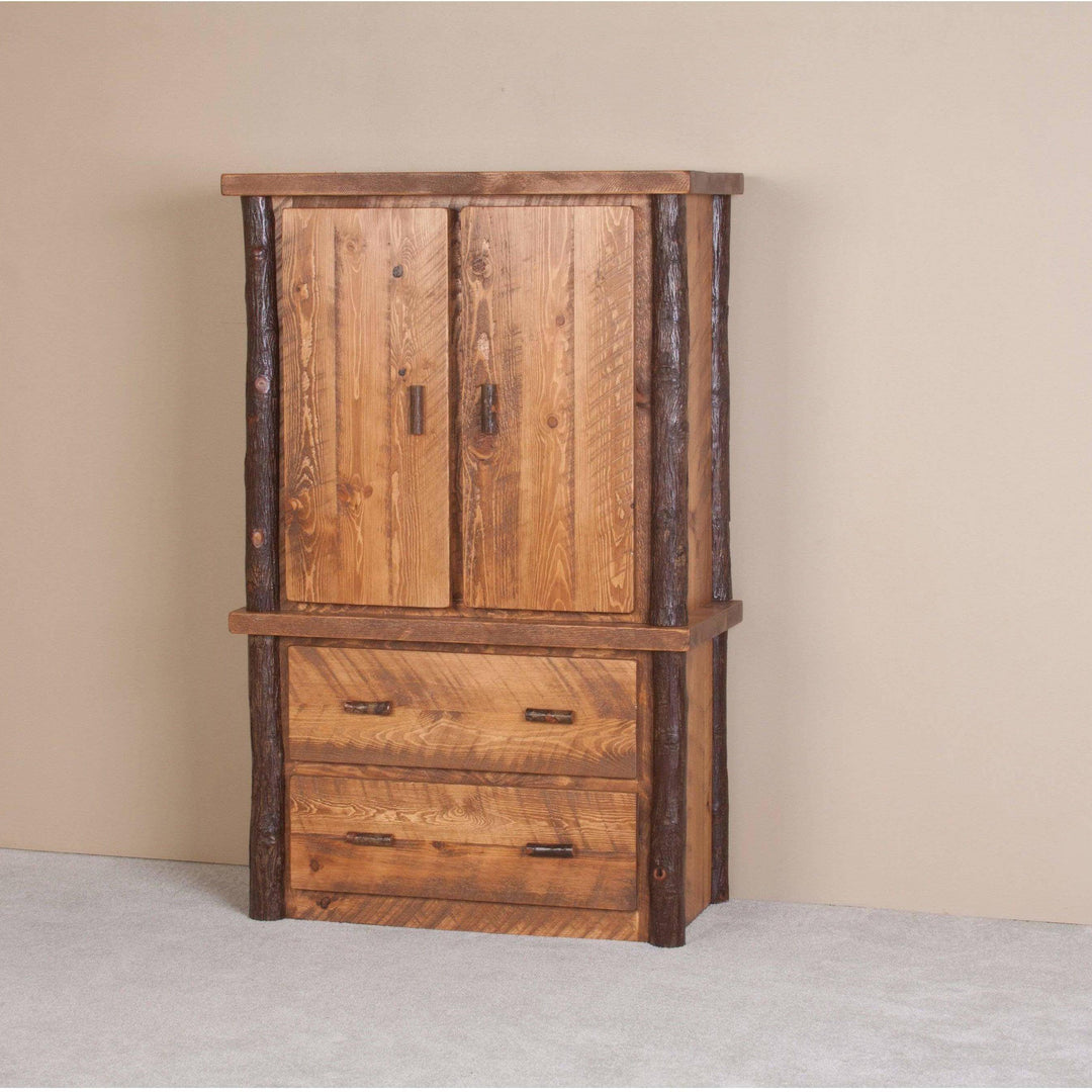 Viking Log Sawtooth Hickory 2 Drawer Armoire-Rustic Furniture Marketplace