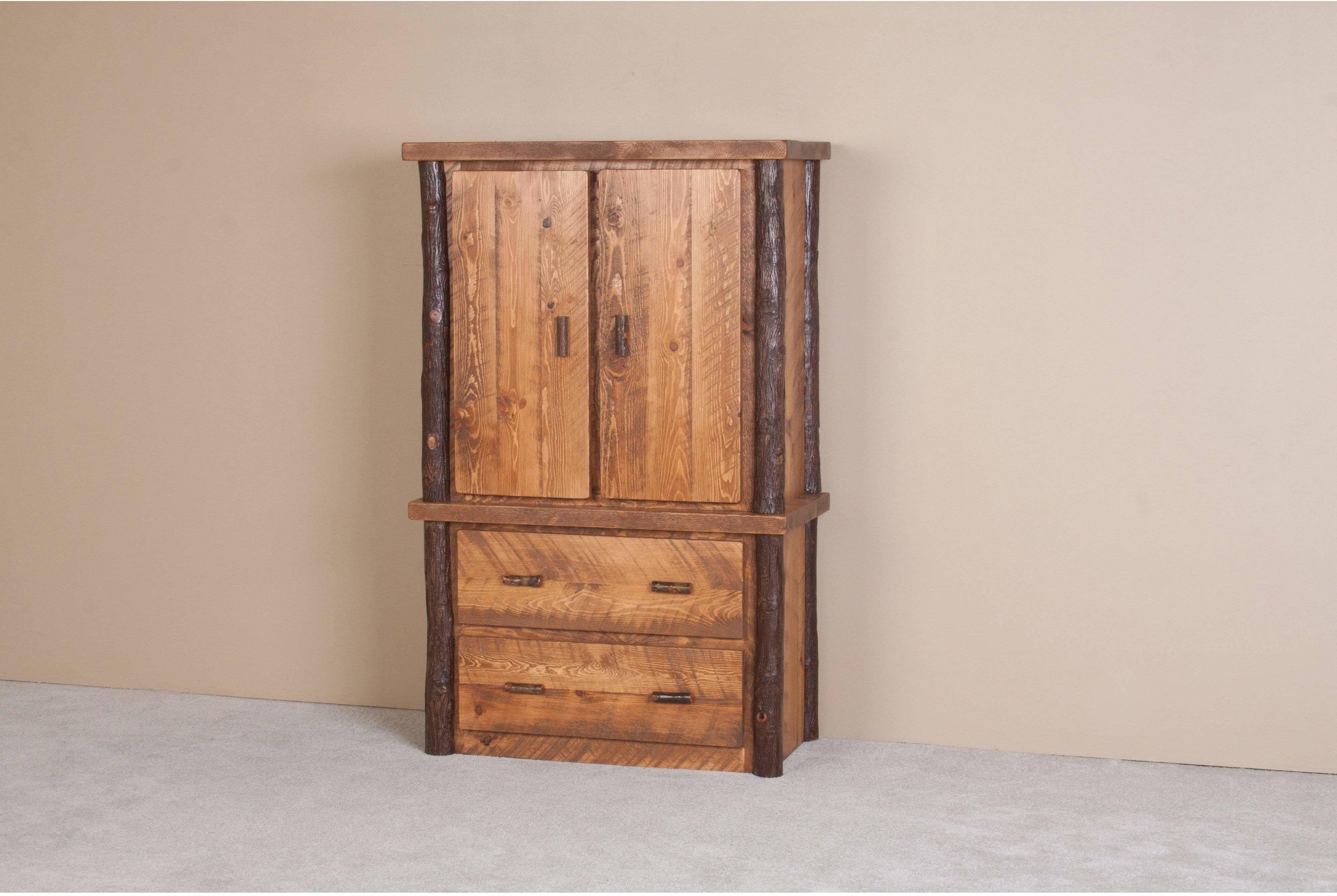 Viking Log Sawtooth Hickory 2 Drawer Armoire-Rustic Furniture Marketplace