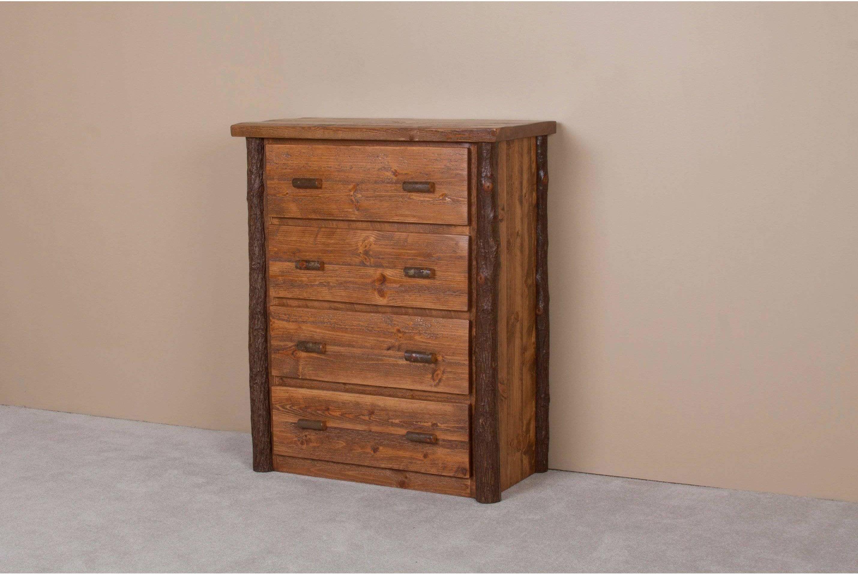 Viking Log Sawtooth Hickory Four Drawer Chest-Rustic Furniture Marketplace