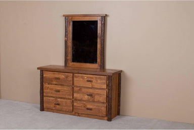 Viking Log Sawtooth Hickory Six Drawer Dresser-Rustic Furniture Marketplace