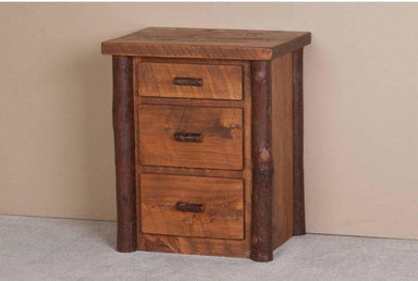 Viking Log Sawtooth Hickory Three Drawer Nightstand-Rustic Furniture Marketplace