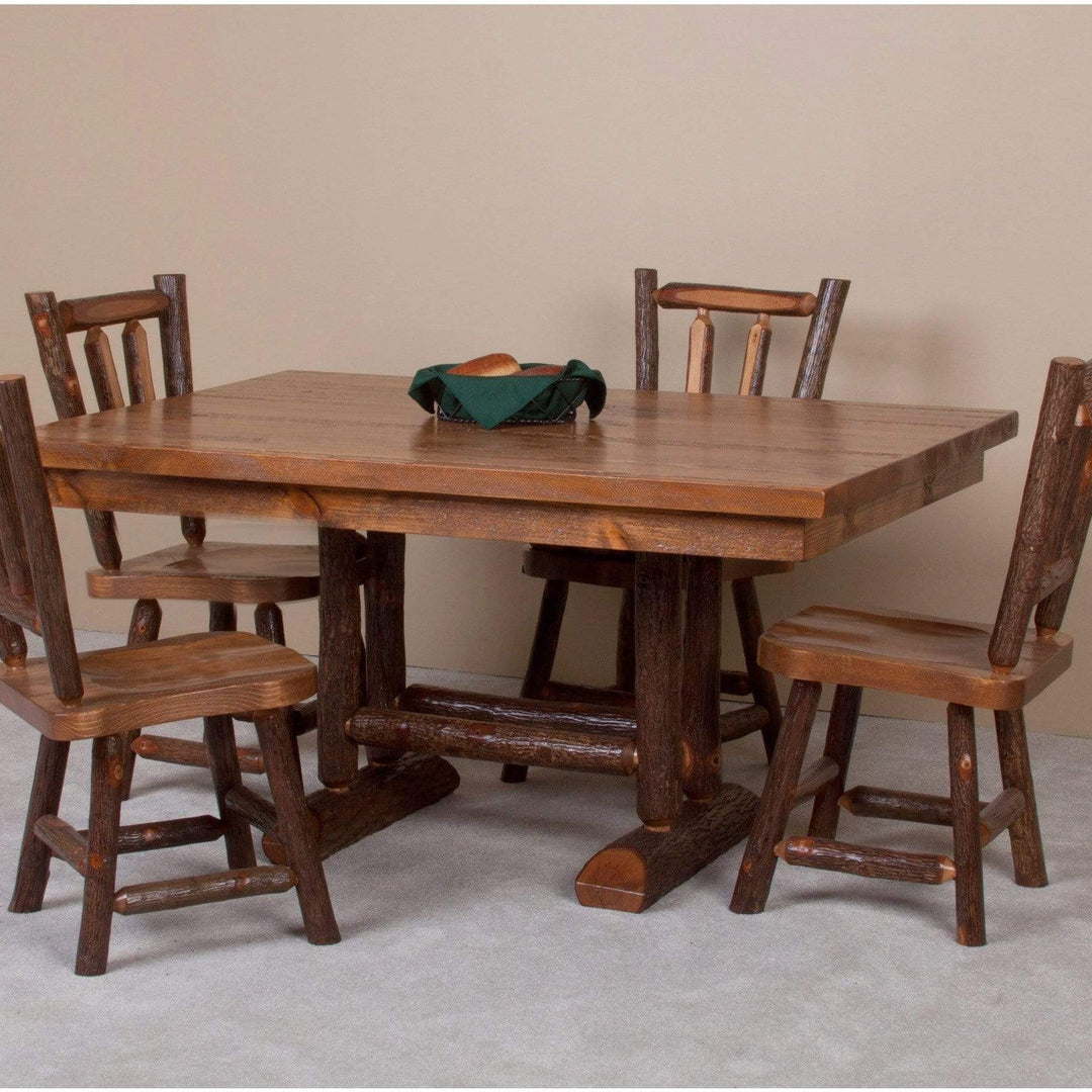 Viking Log Sawtooth Hickory Trestle Dining Table-Rustic Furniture Marketplace