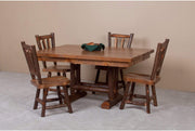 Viking Log Sawtooth Hickory Trestle Dining Table-Rustic Furniture Marketplace