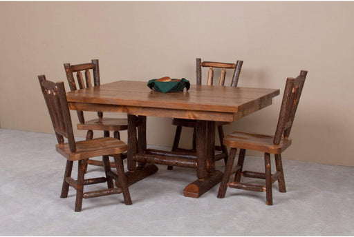 Viking Log Sawtooth Hickory Trestle Dining Table-Rustic Furniture Marketplace