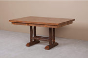 Viking Log Sawtooth Hickory Trestle Dining Table-Rustic Furniture Marketplace