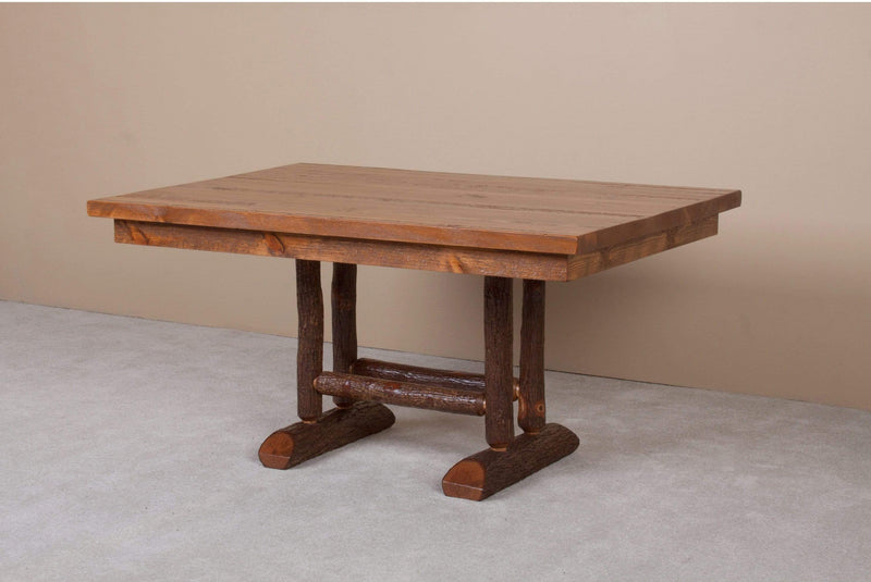 Viking Log Sawtooth Hickory Trestle Dining Table-Rustic Furniture Marketplace