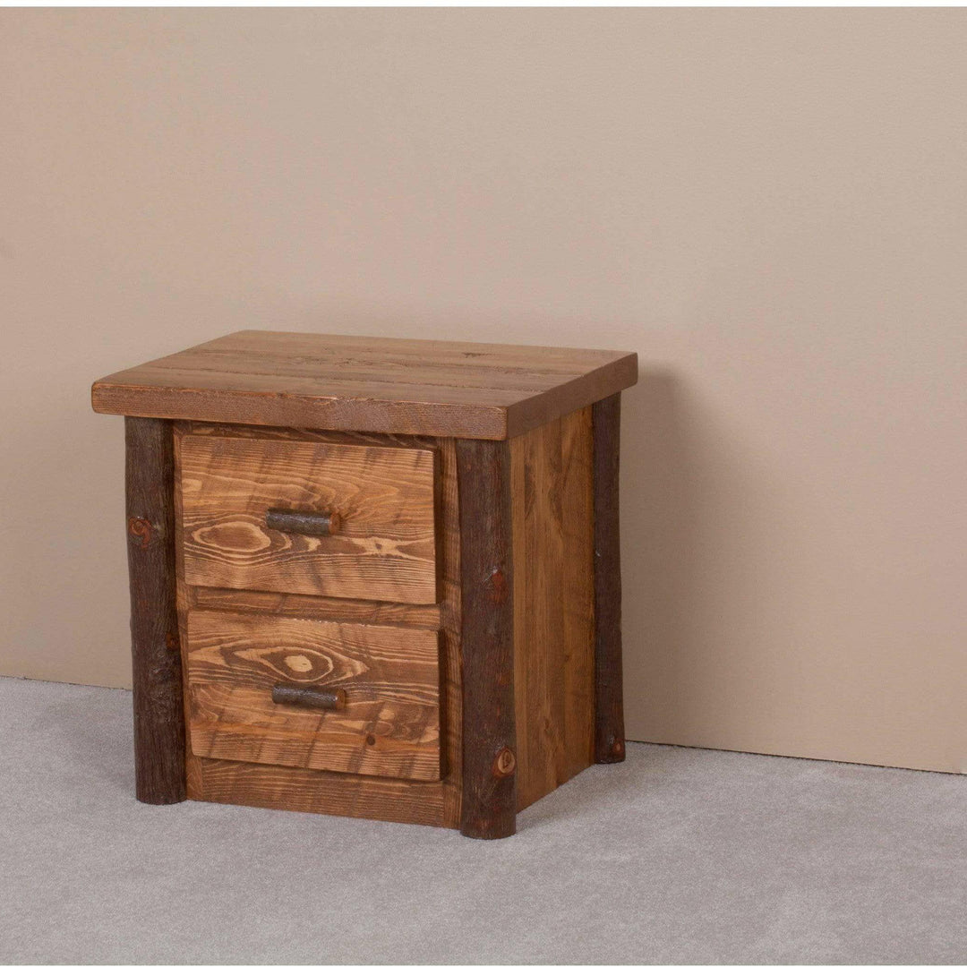 Viking Log Sawtooth Hickory Two Drawer Nightstand-Rustic Furniture Marketplace
