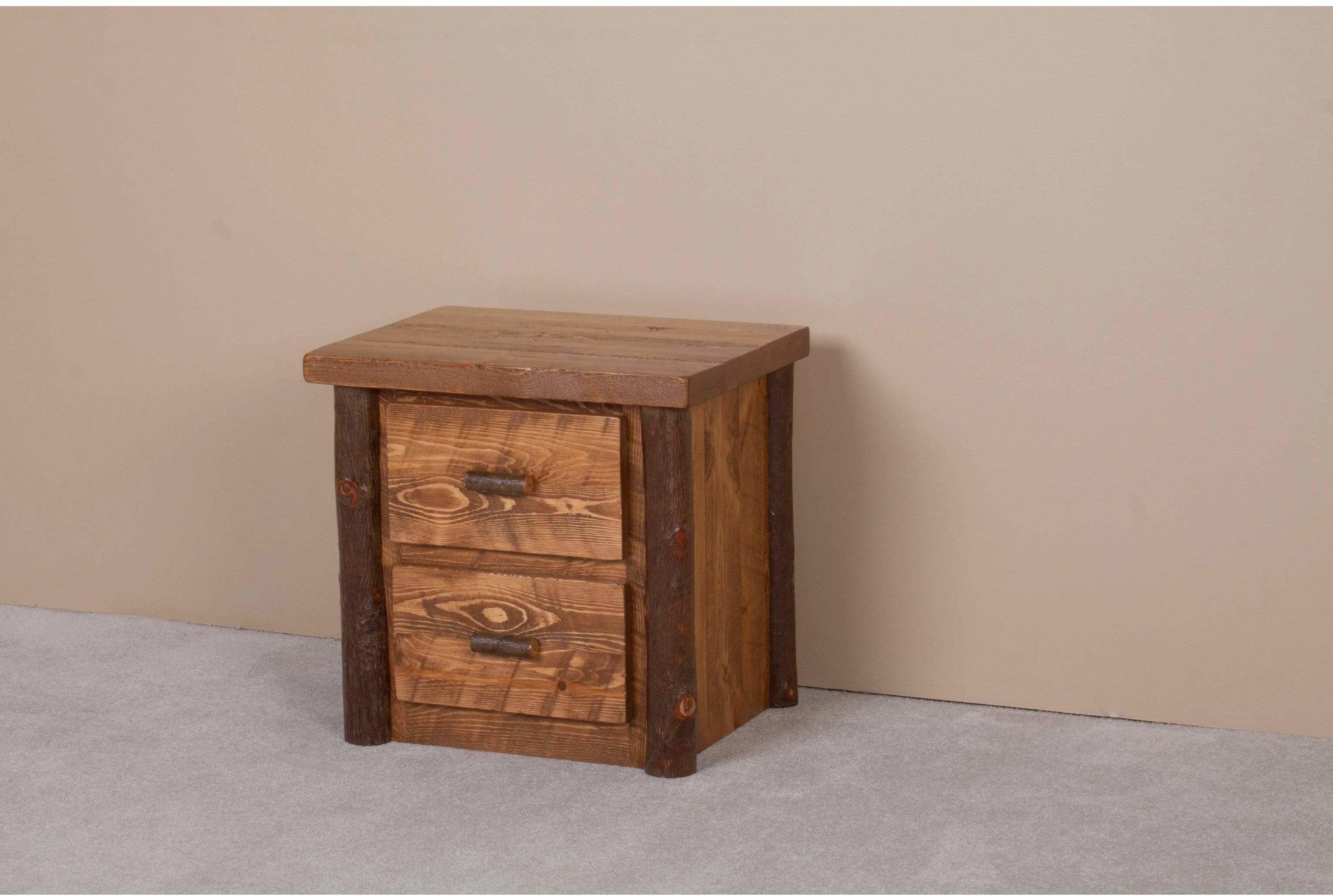 Viking Log Sawtooth Hickory Two Drawer Nightstand-Rustic Furniture Marketplace