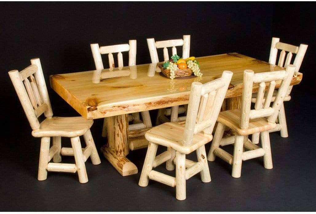 Viking Log Slab Table with Liquid Glass-Rustic Furniture Marketplace