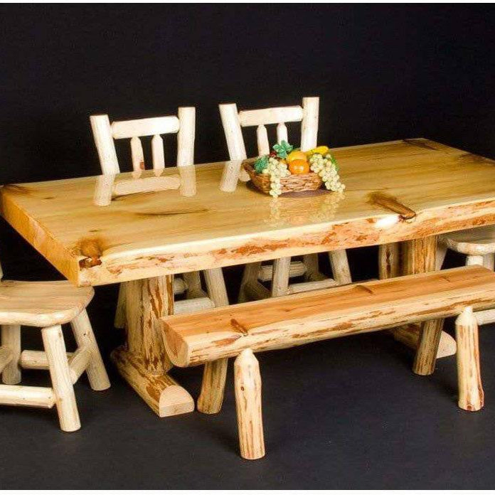 Viking Log Slab Table with Liquid Glass-Rustic Furniture Marketplace