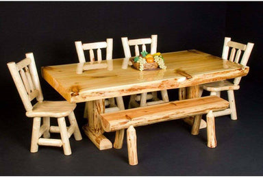 Viking Log Slab Table with Liquid Glass-Rustic Furniture Marketplace
