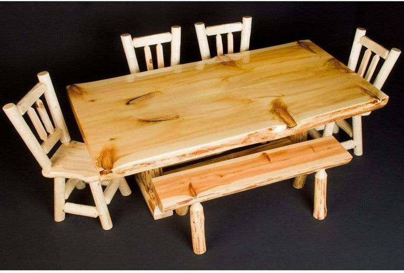 Viking Log Slab Table with Liquid Glass-Rustic Furniture Marketplace