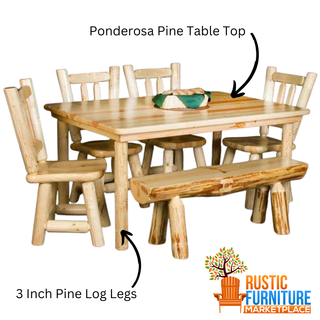 Viking Log Pine Rustic Farmhouse Table